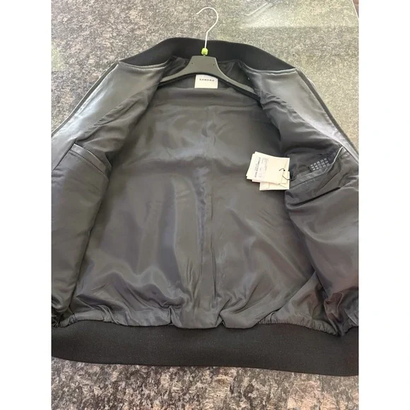 Sandro Paris Monaco Black Leather Jacket Rare brand NWT Size Small. Mens